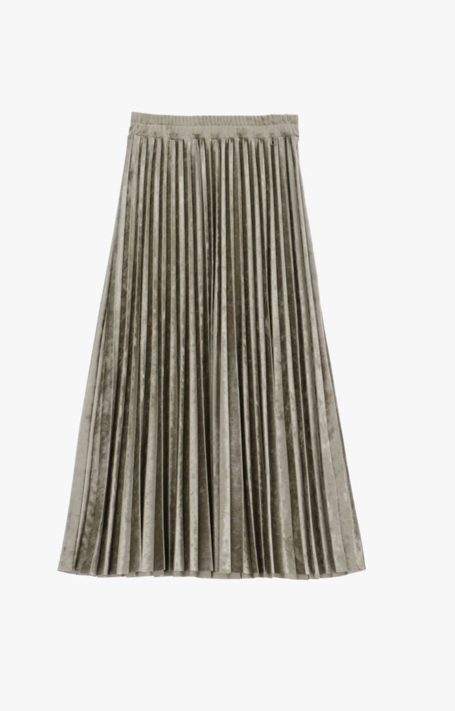 Dixie Mid-length pleated skirt in metallic faux-leather G319K015A