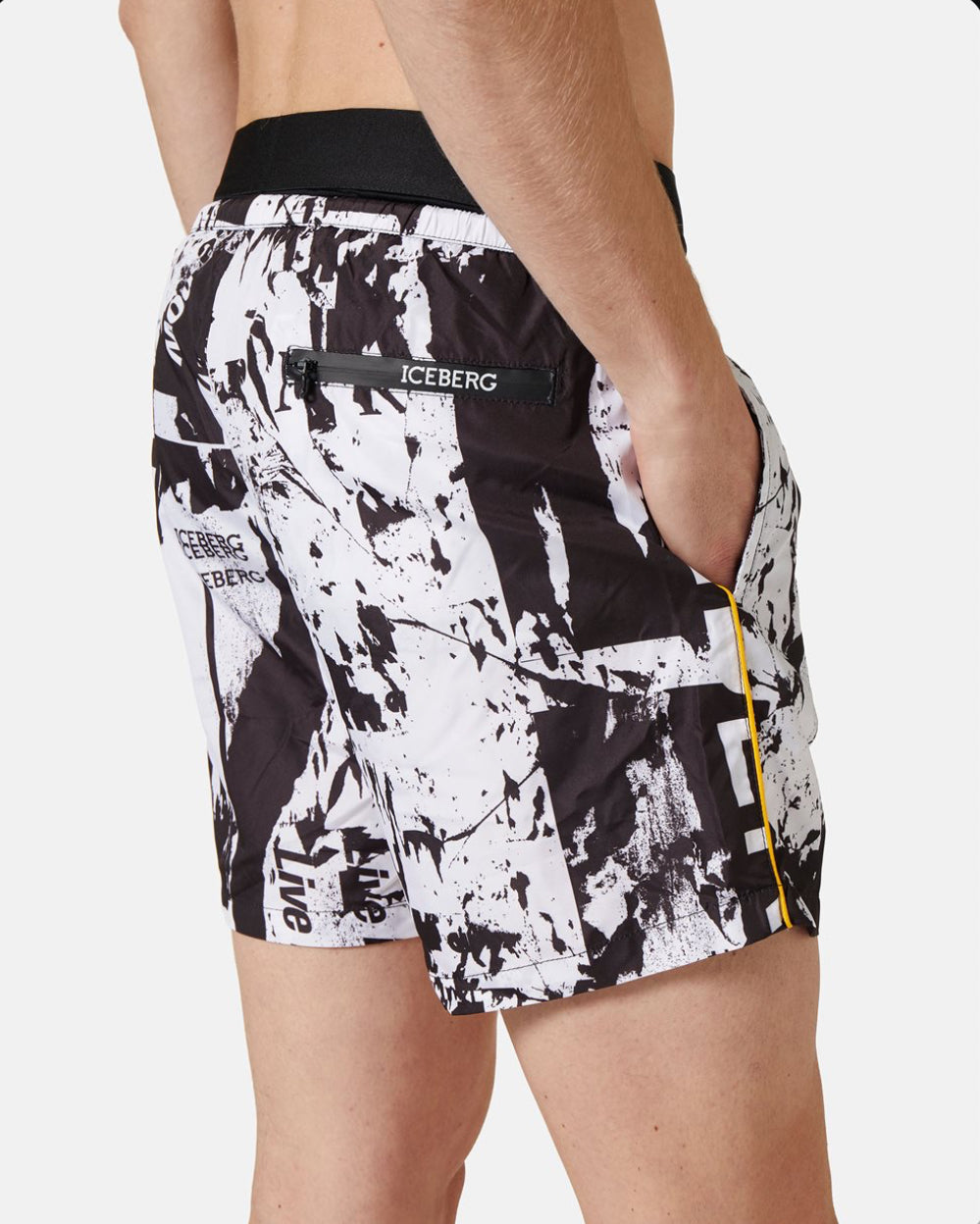 ICEBERG SWIM TRUNKS WITH ALLOVER  LOGO ICE4MBM06