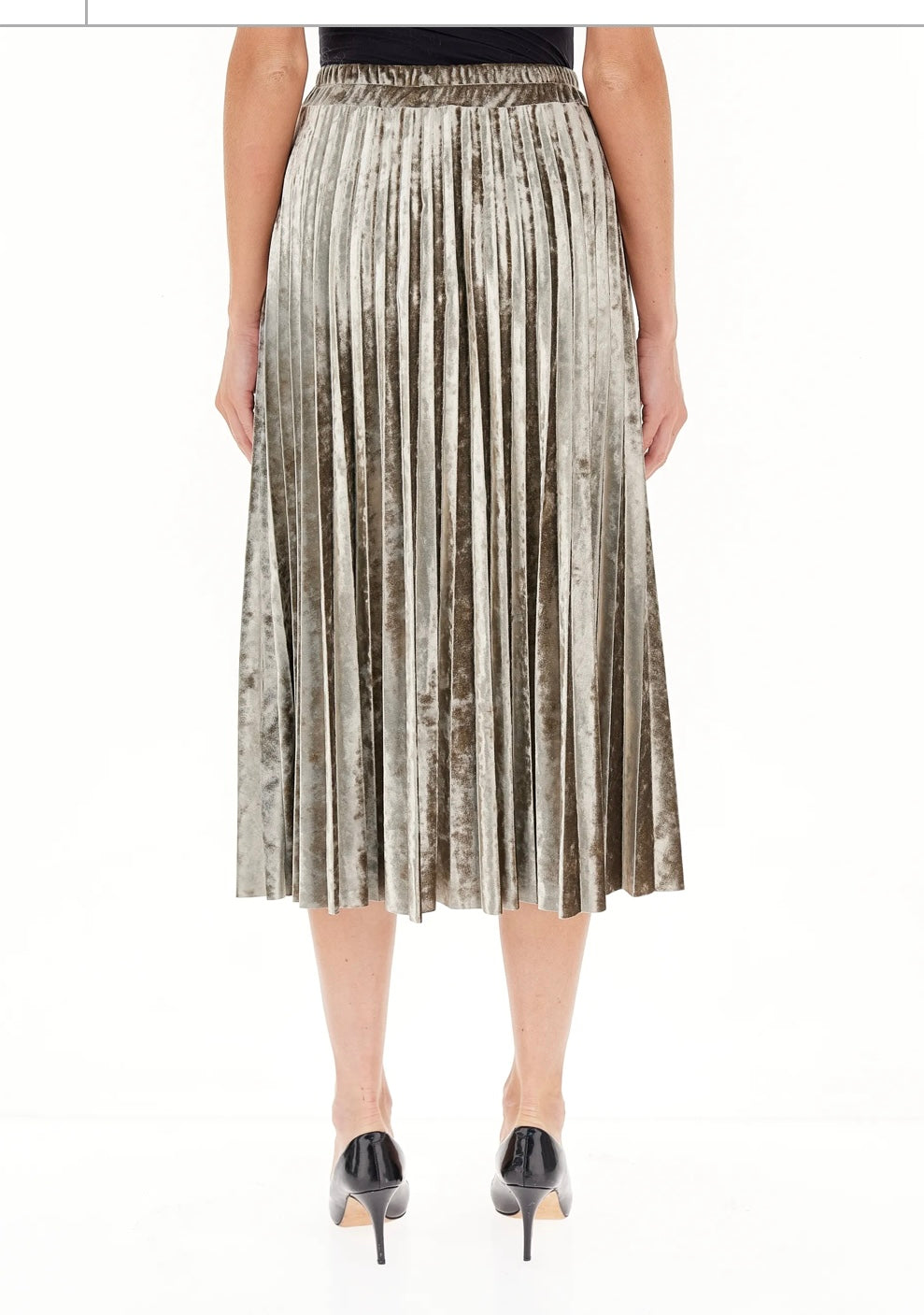 Dixie Mid-length pleated skirt in metallic faux-leather G319K015A