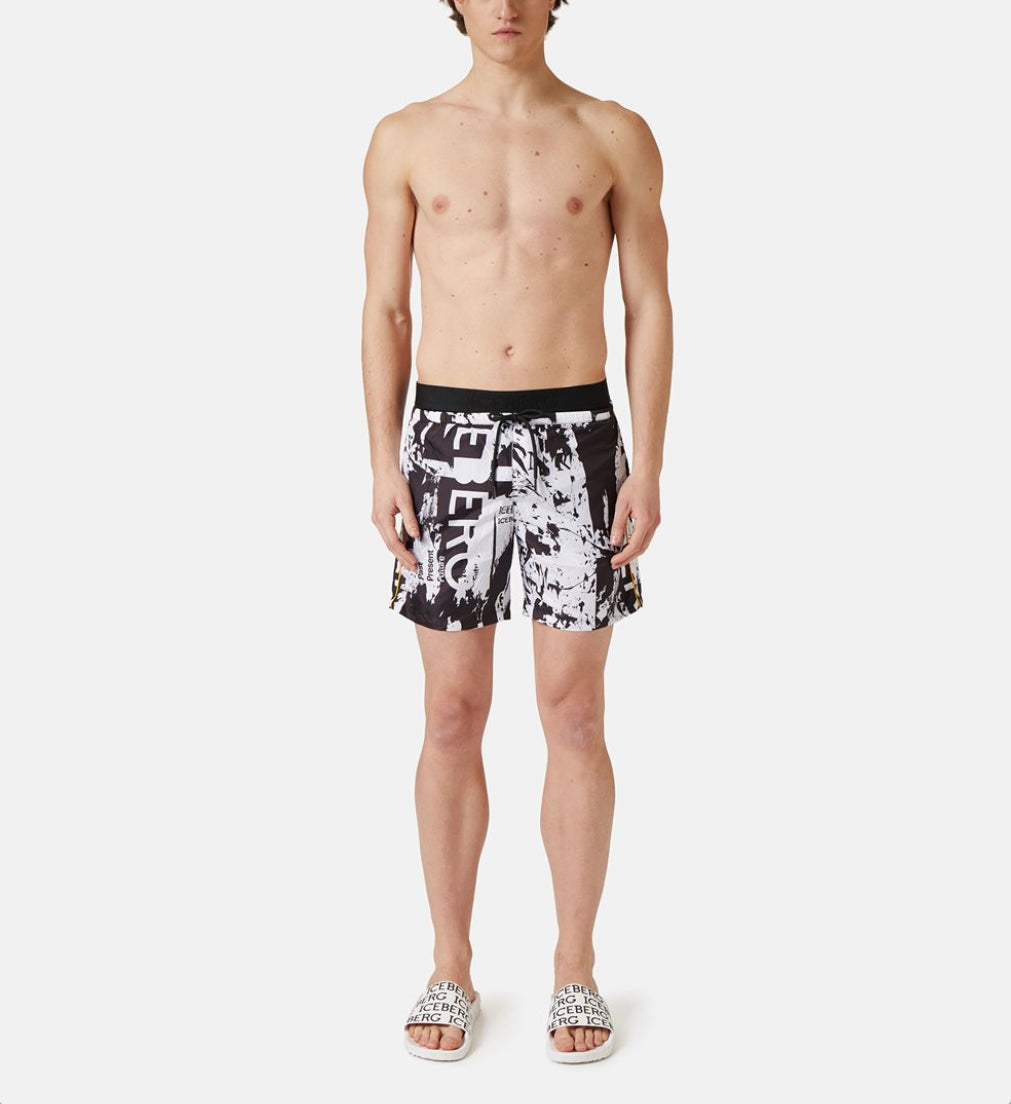 ICEBERG SWIM TRUNKS WITH ALLOVER  LOGO ICE4MBM06