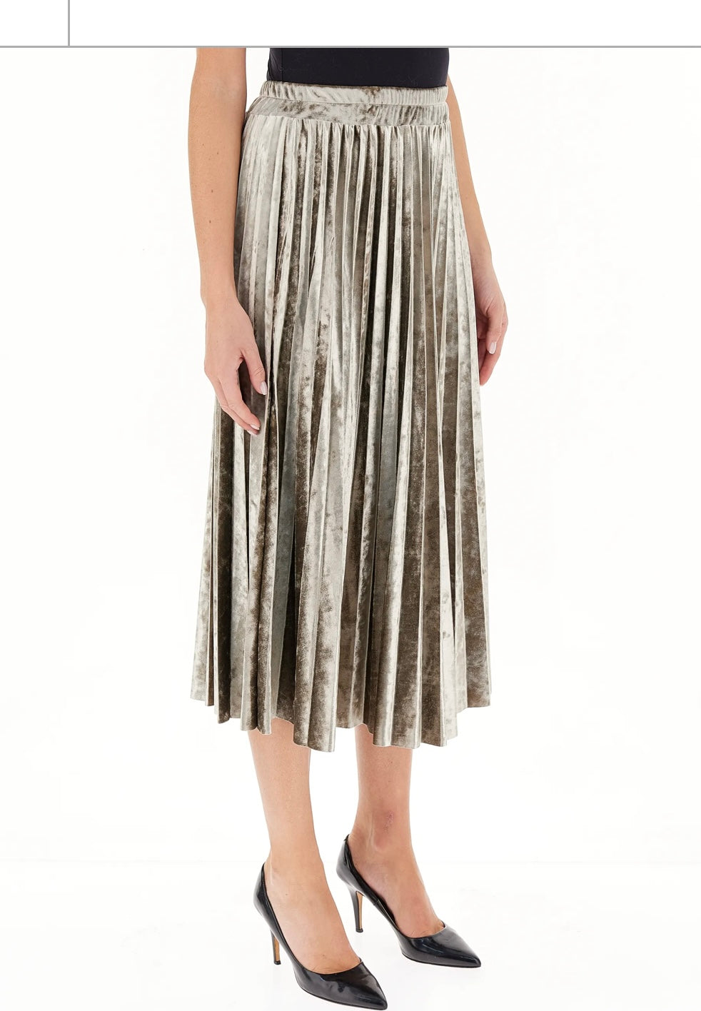 Dixie Mid-length pleated skirt in metallic faux-leather G319K015A