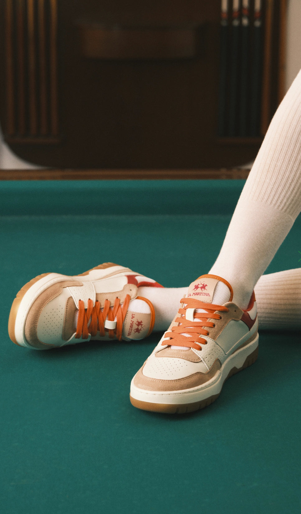 LA MARTINA WOMAN vintage basketball sneaker in mixed vegetable leather - Field 85 LFW241.500.4220