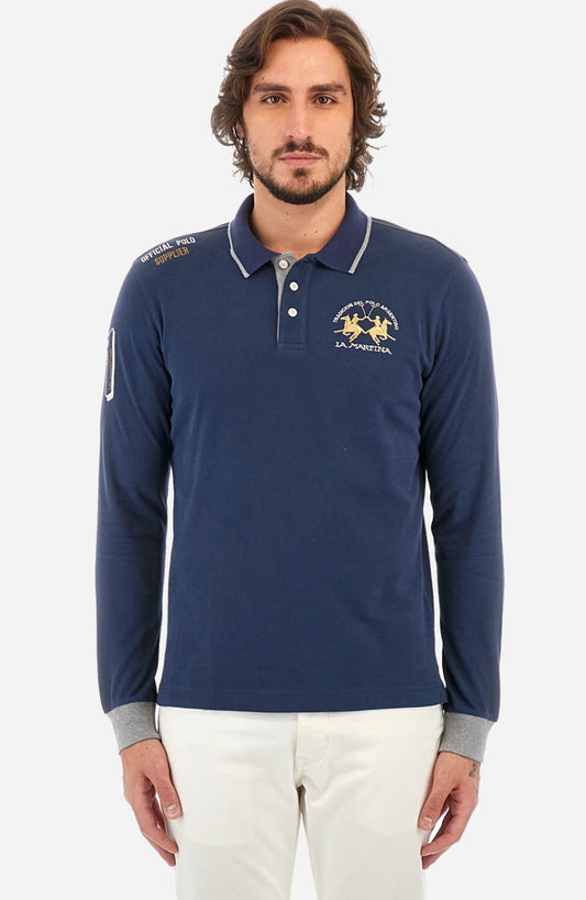 LA MARTINA MAN JERSEY LONG SLEEVE POLO WMP300