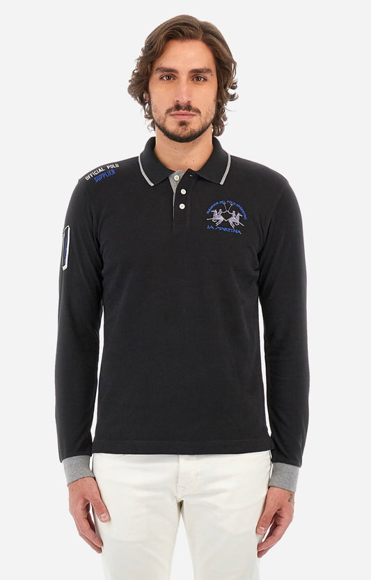 LA MARTINA MAN JERSEY LONG SLEEVE POLO WMP300