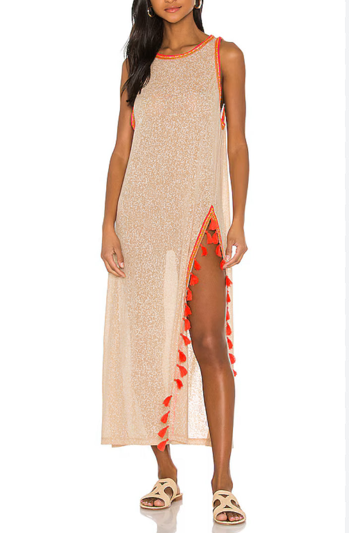 PITUSA KAFTAN BEACHWEAR TASSEL SLIT DRESS