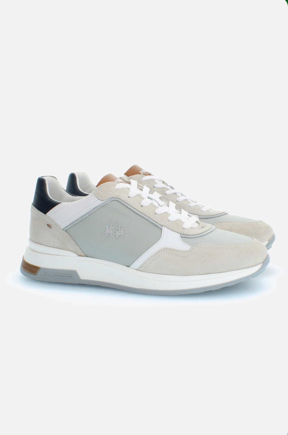 LA MARTINA Men's trainers with raised sole in canvas and suede LFM241.061.4050