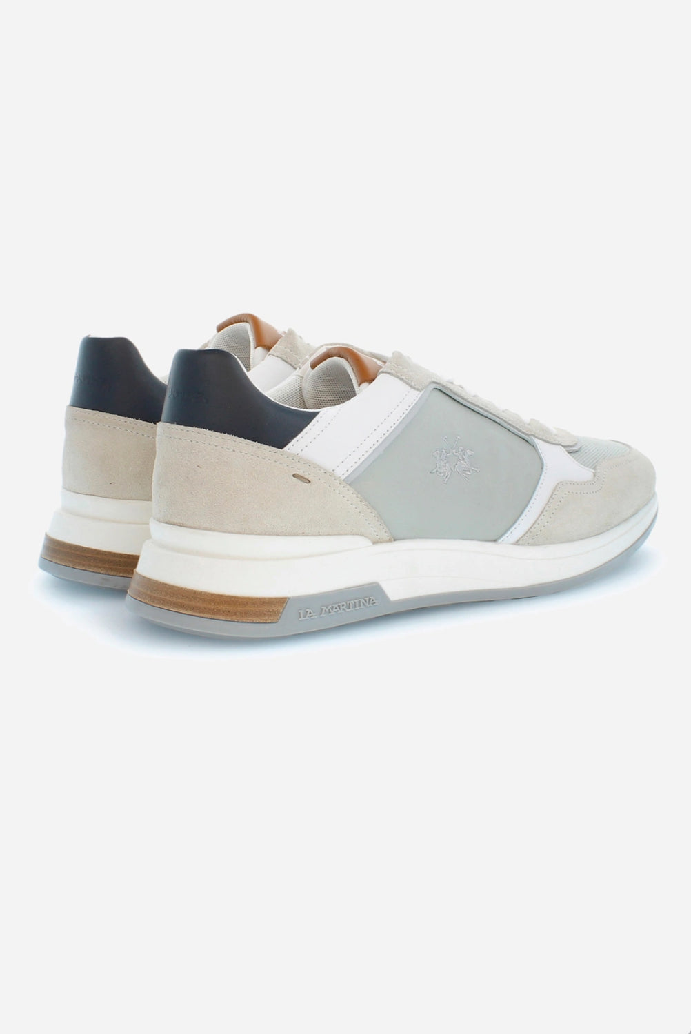 LA MARTINA Men's trainers with raised sole in canvas and suede LFM241.061.4050