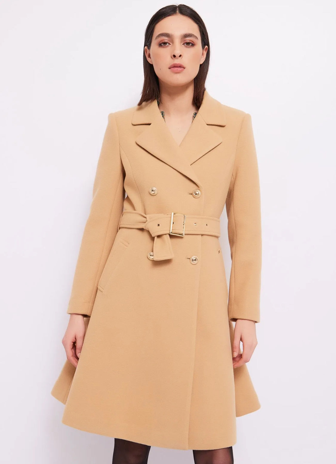 GAUDI DOUBLE - BREASTED COAT WITH BELT 321FD35010