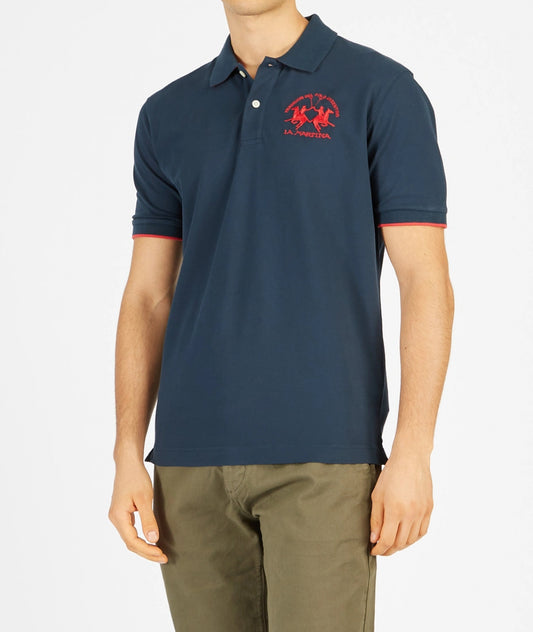 La Martina man BASIC Polo Neck T-Shirt NAVY CCMP01