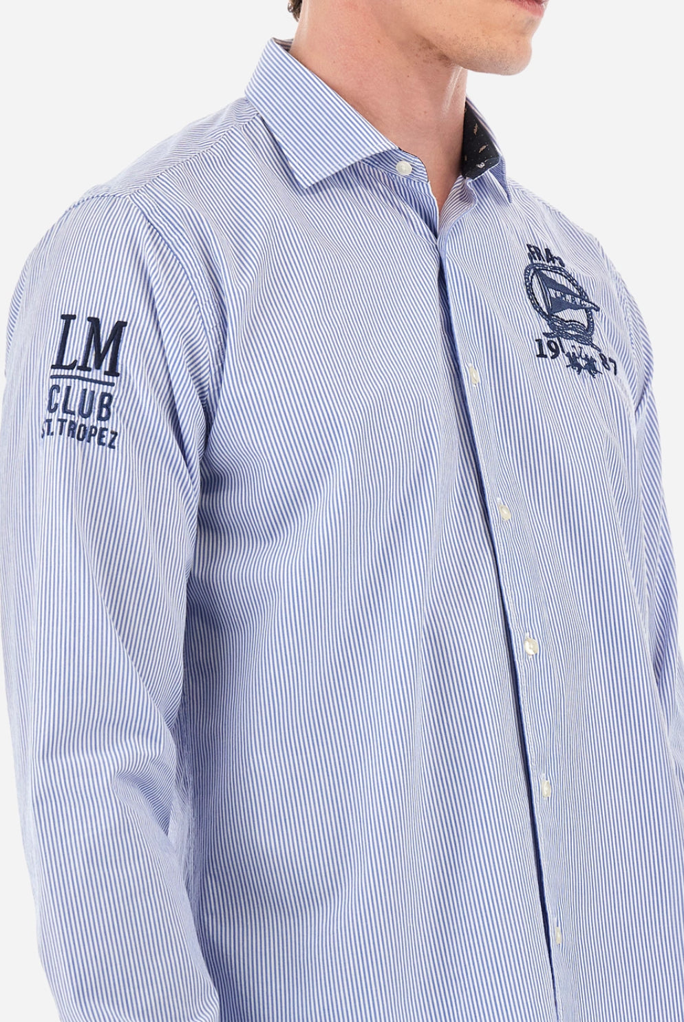 LA MARTINA MAN Poplin shirt with a striped pattern YMC308