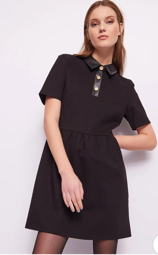 GAUDI BLACK POLO SHIRT DRESS 421BD14005