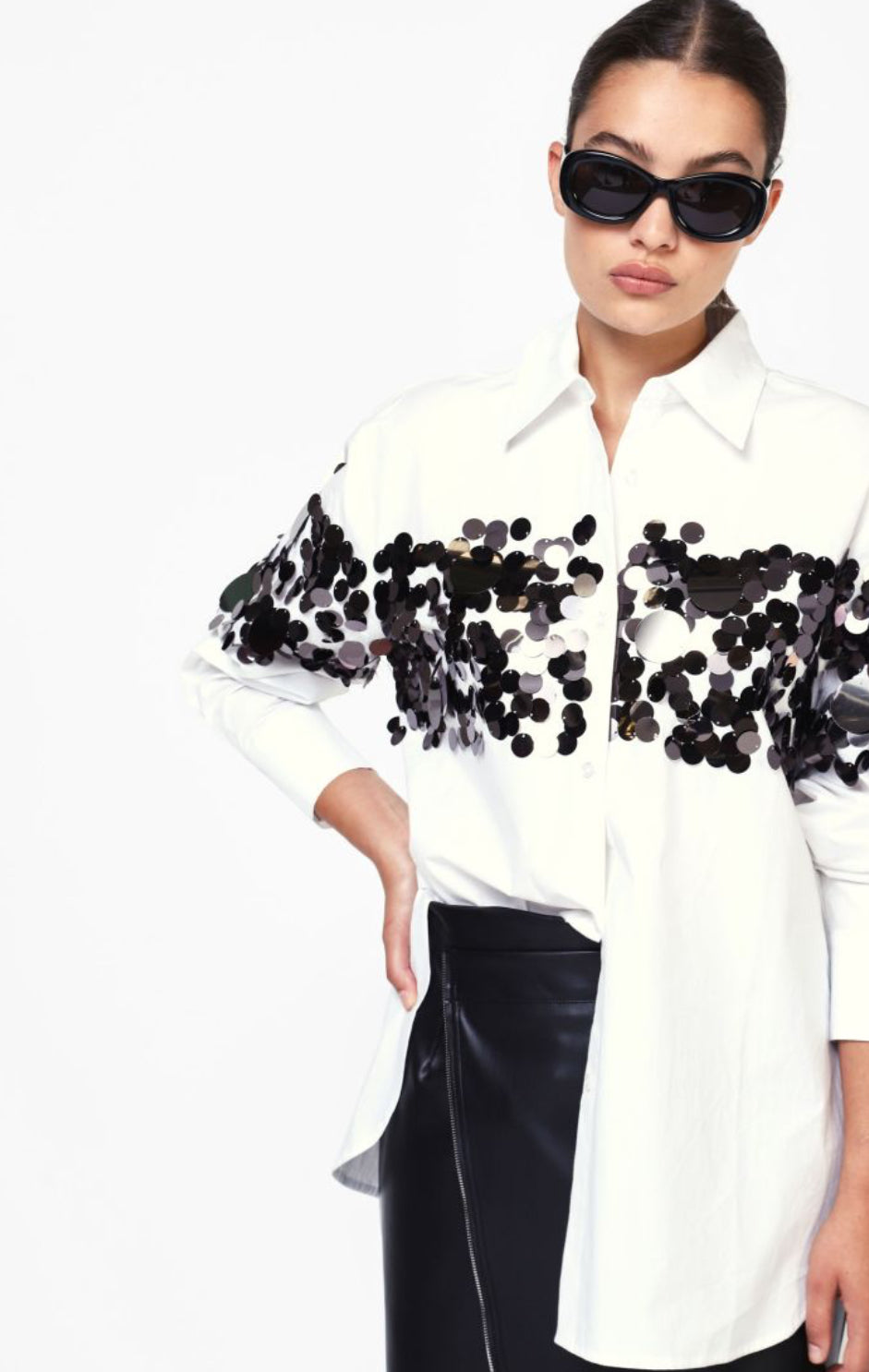 Dixie oversized shirt with sequins C744K033A