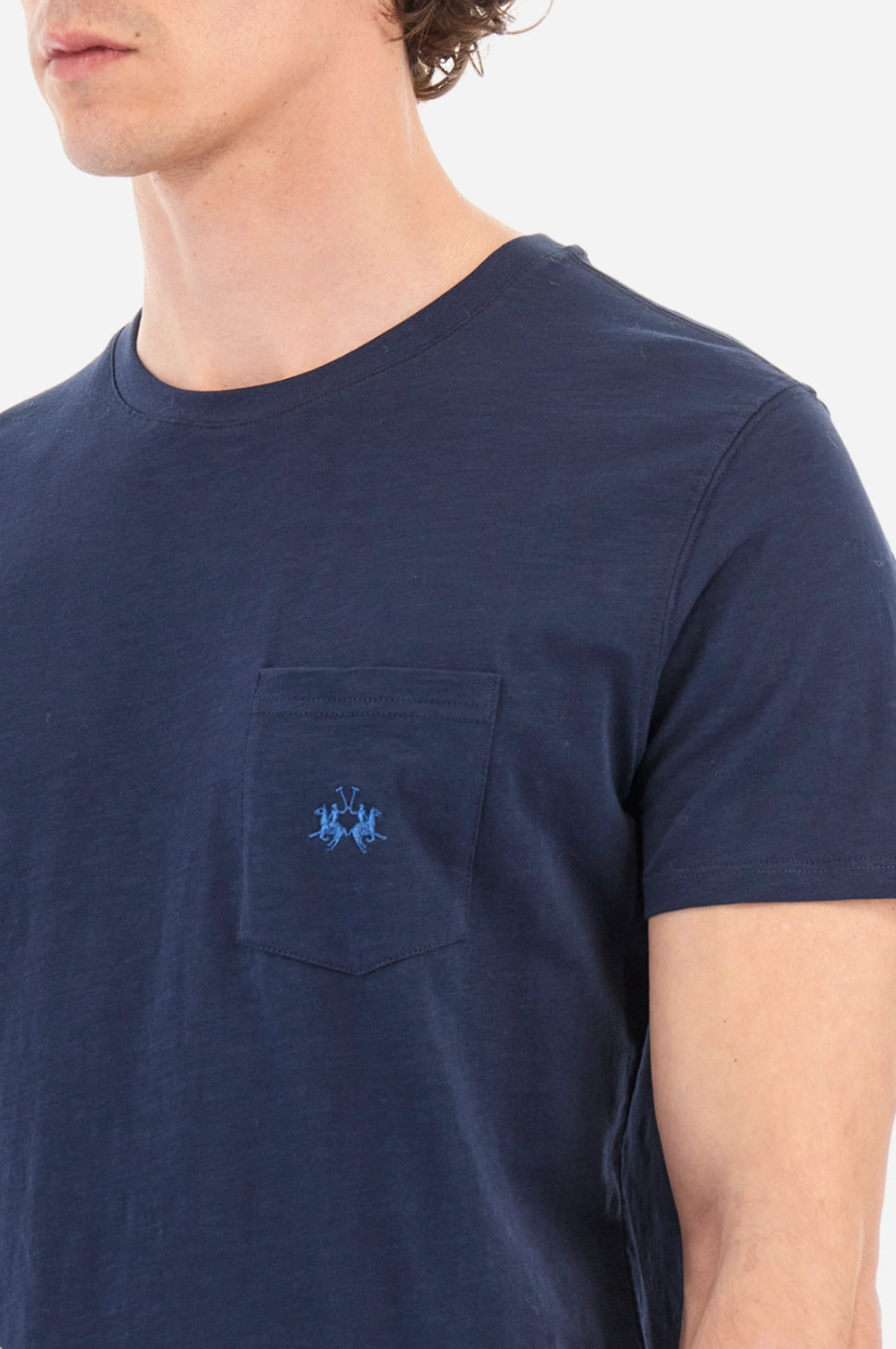 LA MARTINA MAN T-SHIRT WITH POCKET YMR006 BLUE