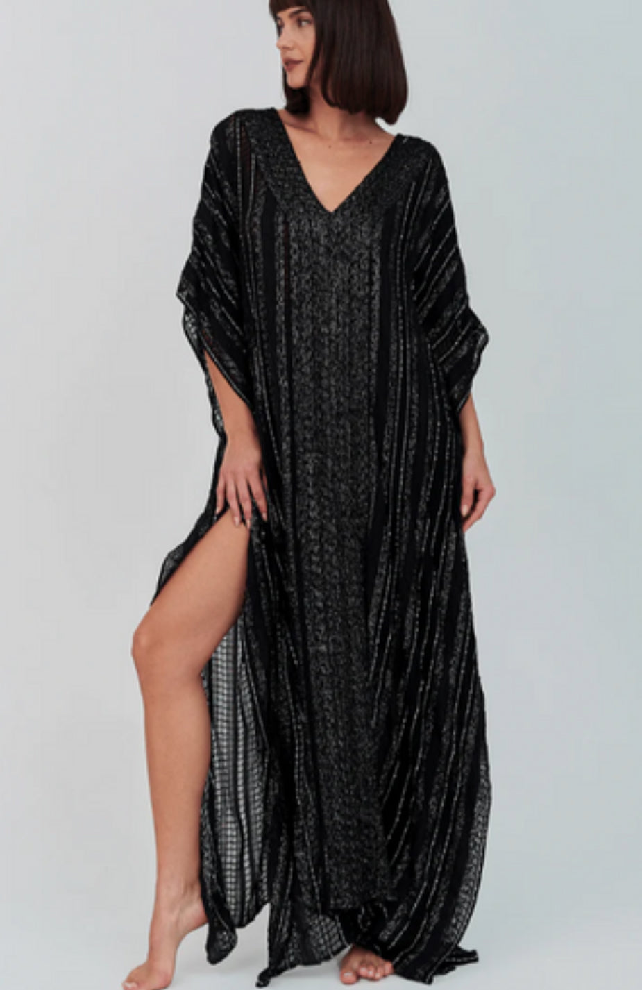 PITUSA METALLIC WEAVE THOBE BEACHWEAR DRESS