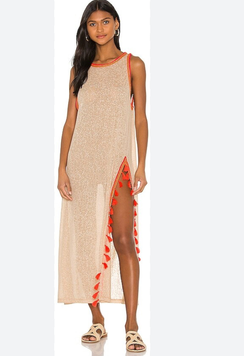 PITUSA KAFTAN BEACHWEAR TASSEL SLIT DRESS