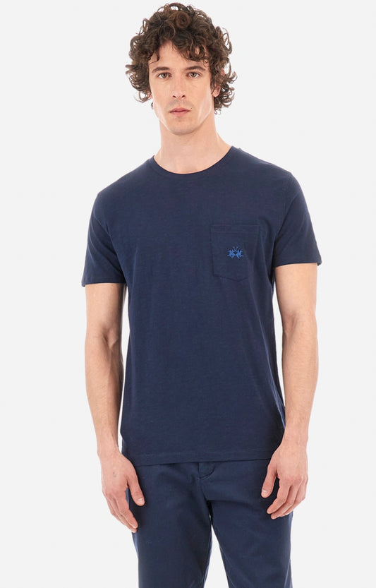 LA MARTINA MAN T-SHIRT WITH POCKET YMR006 BLUE