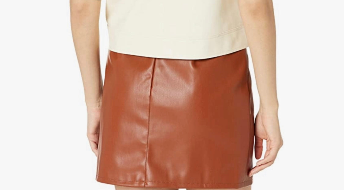 KENDALL + KYLIE LEATHER SKIRT SS21-414 GOGNAC