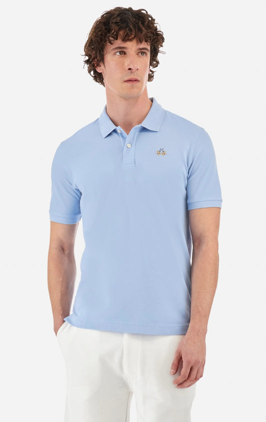 LA MARTINA MAN POLO SHIRT YMP002 BLUE BELL COLOR