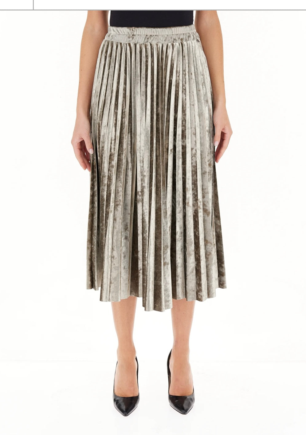 Dixie Mid-length pleated skirt in metallic faux-leather G319K015A