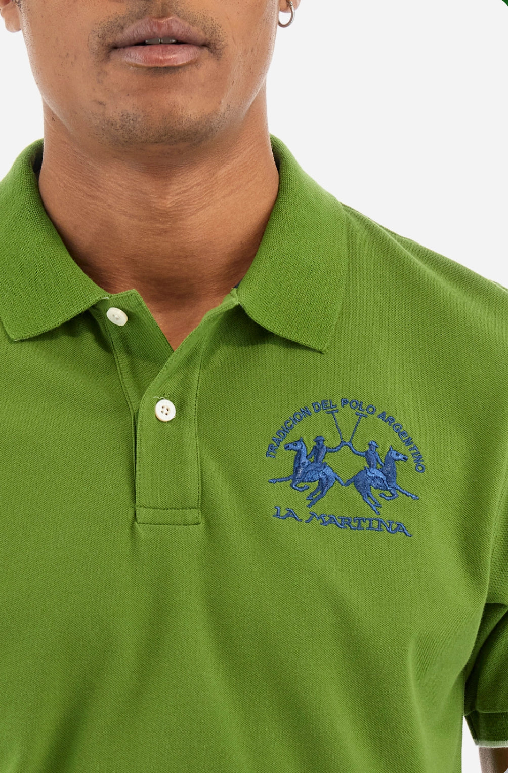 LA MARTINA regular fit stretch cotton polo shirt YMP001