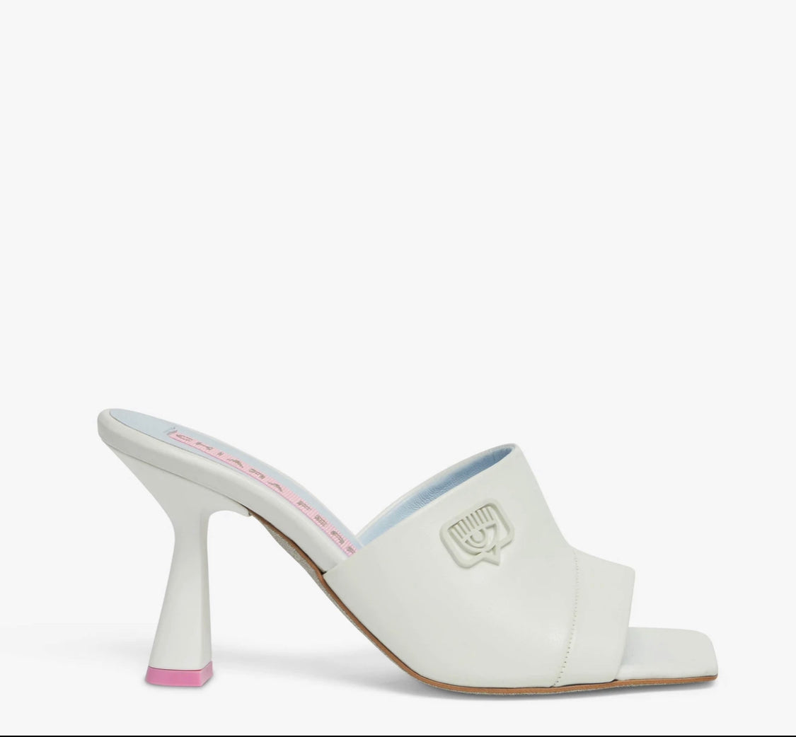 Chiara Ferragni Eyelike Mule Sandals White