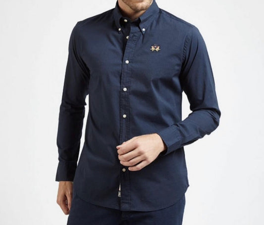 La Martina MAN SHIRT POPLIN STRETCH small logo CCMC02