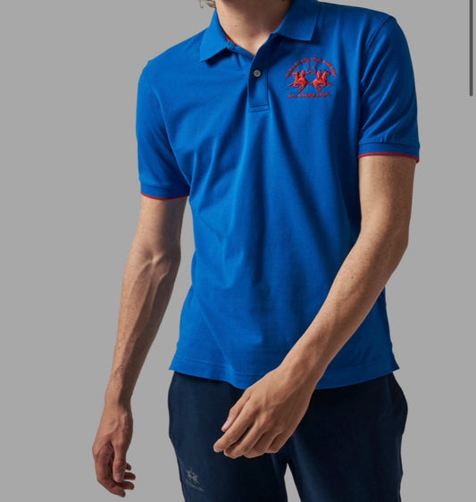 La Martina man Polo Neck T-Shirt CLASSIC BLUE CCMP01