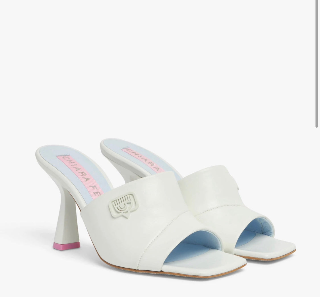 Chiara Ferragni Eyelike Mule Sandals White