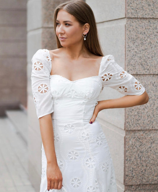 True Decadence Embroidery White Dress