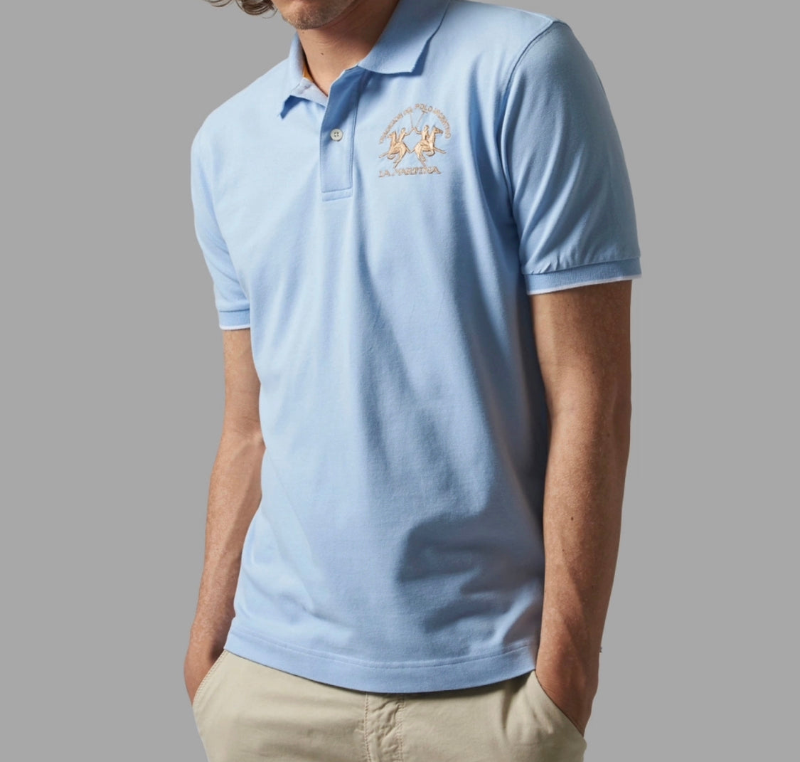 La Martina man Polo Neck T-Shirt BLUE BELL CCMP01