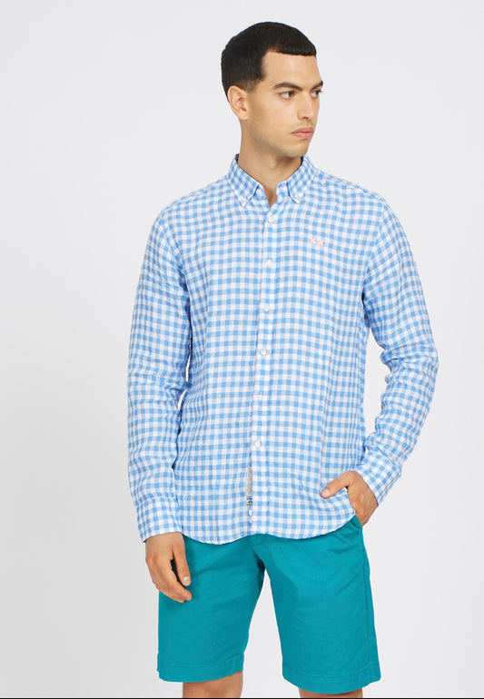 La Martina man Shirt Checked Linen VMC035