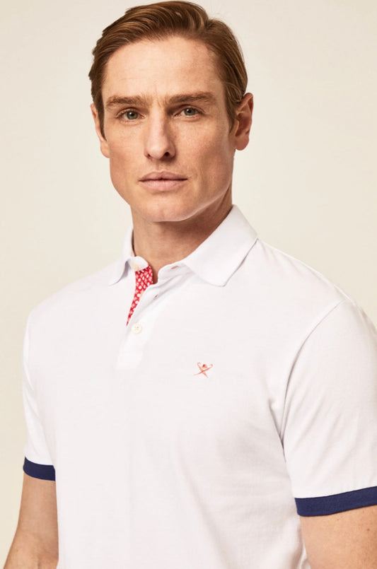 Hackett Swim Trim Polo T-Shirt White HM563135 comfort fit