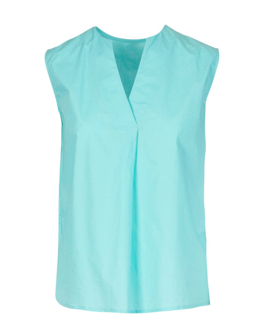 Anonyme Sleeveless Top Women with V-Neck Light Blue P123ST150